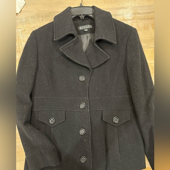 Giacca a gallery company women black wool blend button down pea coat - Picture 4 of 14